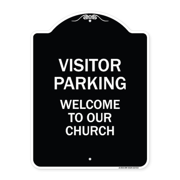 Signmission Visitor Parking Welcome to Our Church Heavy-Gauge Aluminum Sign, 24" x 18", BW-1824-22723 A-DES-BW-1824-22723 - main
